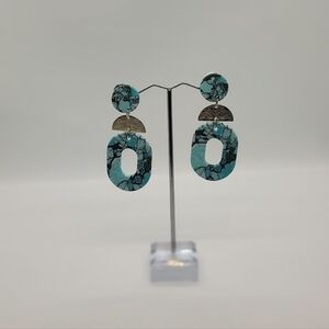 Turquoise blue geometric shaped earrings